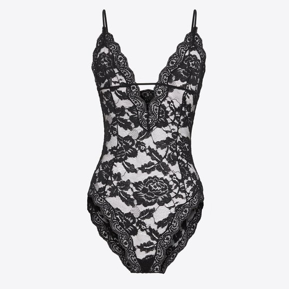 Saint Laurent Tops - Saint Laurent Bodysuit In Black Floral Lace